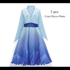 Princess Elsa 2 custome for girls snow Queen suits for cosplay party 7-8 years
